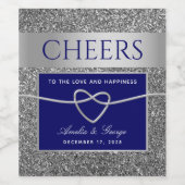 Silver Blue Wine Label Wijn Etiket (Enkel label)