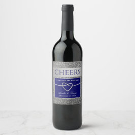 Silver Blue Wine Label Wijn Etiket