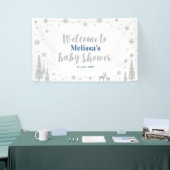 Silver & Blue Winter Boy Baby shower Welkom Spandoek (Beurs)