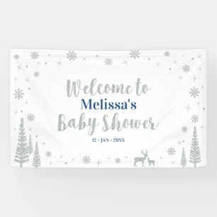 Silver & Blue Winter Boy Baby shower Welkom Spandoek