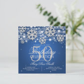 Silver Blue Winter Glitter 50th Birthday Party Kaart (Staand voorkant)