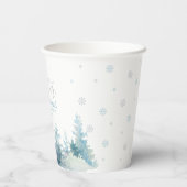 Silver & Blue Winter Onderland 1e verjaardag Papieren Bekers (Achterkant)