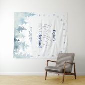 Silver & Blue Winter onderland 1e verjaardag Tapes Wandkleed (In Situ (horizontaal))