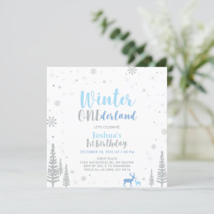 Silver & Blue Winter Onederland 1e eerste verjaard Kaart