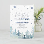 Silver & Blue Winter op ederland 1e verjaardag Kaart (Staand voorkant)