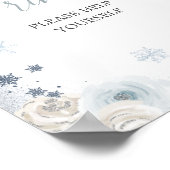 Silver Blue Winter Snowflake Vrijgezellenfeest Dri Poster (Hoek)