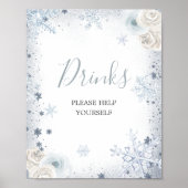 Silver Blue Winter Snowflake Vrijgezellenfeest Dri Poster (Voorkant)