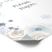 Silver Blue Winter Snowflake Vrijgezellenfeest Sna Poster (Hoek)