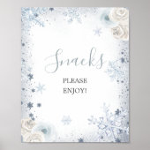 Silver Blue Winter Snowflake Vrijgezellenfeest Sna Poster (Voorkant)
