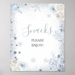 Silver Blue Winter Snowflake Vrijgezellenfeest Sna Poster