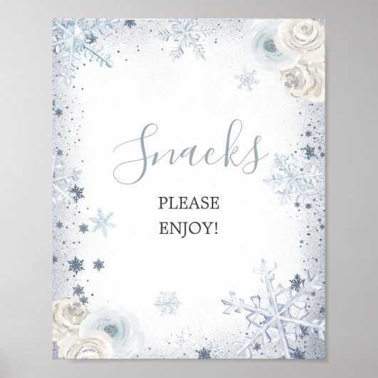 Silver Blue Winter Snowflake Vrijgezellenfeest Sna Poster (Voorkant)
