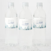 Silver & Blue Winter Wonderland 1e verjaardag Waterfles Etiket (Flessen)