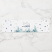 Silver & Blue Winter Wonderland 1e verjaardag Waterfles Etiket (Enkel label)