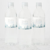 Silver & Blue Winter Wonderland 1e verjaardag Waterfles Etiket (Flessen)