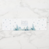 Silver & Blue Winter Wonderland 1e verjaardag Waterfles Etiket (Enkel label)