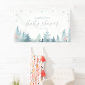Silver & Blue Winter Wonderland Baby shower Spandoek (Insitu)