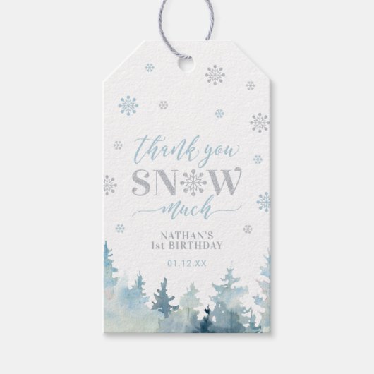 Silver & Blue Winter Wonderland Bedankt Favor Cadeaulabel (Voorkant)