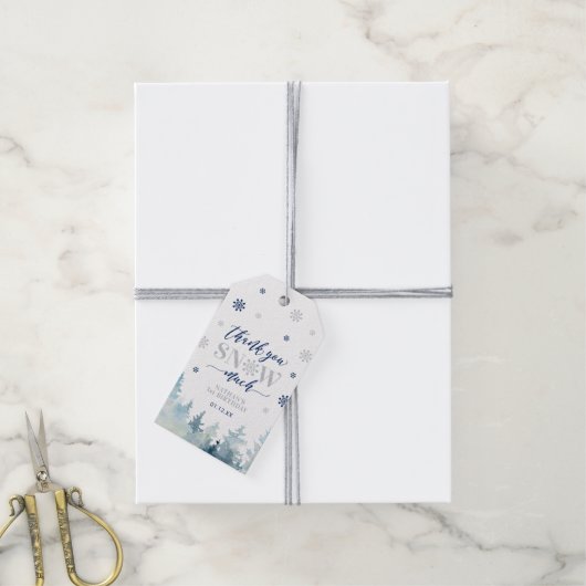 Silver & Blue Winter Wonderland Bedankt Favor Gi Cadeaulabel (Met Touw)