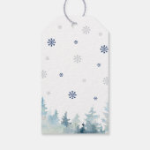 Silver & Blue Winter Wonderland Bedankt Favor Gi Cadeaulabel (Achterkant)
