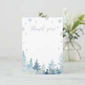 Silver & Blue Winter Wonderland Dank je kaart (Staand voorkant)