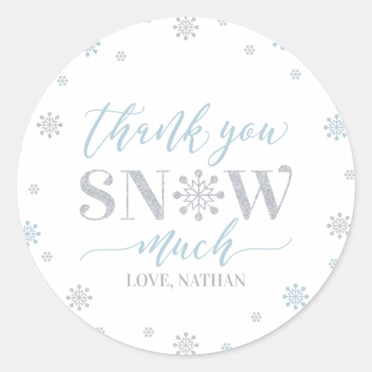 Silver, Blue Winter wonderland Hartelijk dank voor Ronde Sticker (Voorkant)