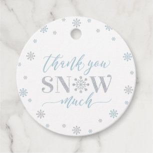 Silver & Blue Winter Wonderland Party Bedankt Bedankjes Labels