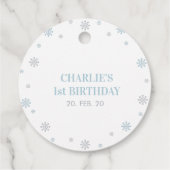 Silver & Blue Winter Wonderland Party Bedankt Bedankjes Labels (Achterkant)