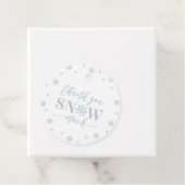 Silver & Blue Winter Wonderland Party Bedankt Bedankjes Labels (In situ)