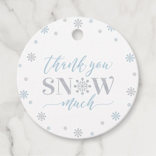 Silver & Blue Winter Wonderland Party Bedankt Bedankjes Labels (Voorkant)