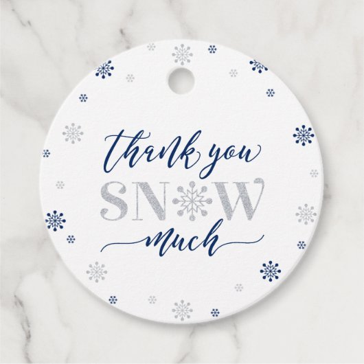 Silver & Blue Winter Wonderland Party Dank je wel Bedankjes Labels (Voorkant)