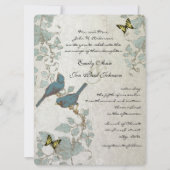 Silver Blue Yellow Butterflies & Birds Wedding Kaart (Voorkant)