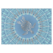 Silver Blue Zee Turtle and Mandala Tafelkleed (Voorkant (Horizontaal))