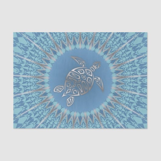 Silver Blue Zee Turtle and Mandala Tissuepapier (Voorkant)