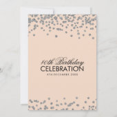 Silver Blush 40th Birthday Party Glitter Confetti Kaart (Achterkant)