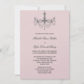 Silver & Blush Chandelier Invitation Kaart (Voorkant)