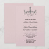 Silver & Blush Chandelier Invitation Kaart (Voorkant / Achterkant)