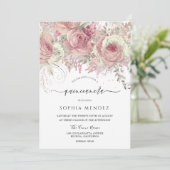 Silver & Blush Enchanted Floral Quinceanera Party Kaart (Staand voorkant)