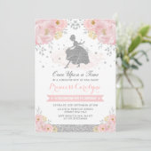 Silver Blush Floral Princess Cinderella Birthday Kaart (Staand voorkant)