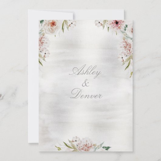 Silver Blush Garden Wedding Invitation Kaart (Achterkant)