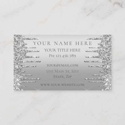 Silver Blush Glitter Sparkle Drift Modern Company Visitekaartje (Achterkant)