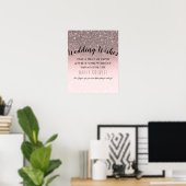 Silver Blush Glitter Weddenschappen Inloggen Blad Poster (Thuiskantoor)