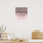 Silver Blush Glitter Weddenschappen Inloggen Blad Poster (Keuken)