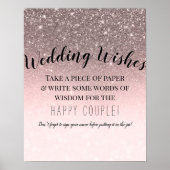 Silver Blush Glitter Weddenschappen Inloggen Blad Poster (Voorkant)