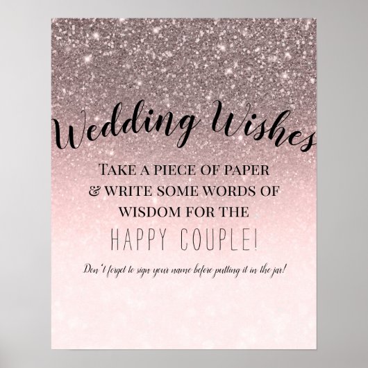 Silver Blush Glitter Weddenschappen Inloggen Blad Poster (Voorkant)