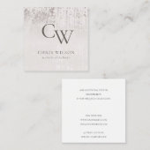 Silver Blush Initiaal metallisch monogram geborste Vierkante Visitekaartje (Voorkant / Achterkant)