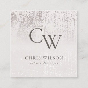 Silver Blush Initiaal metallisch monogram geborste Vierkante Visitekaartje