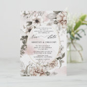 Silver blush nieuwe trouwdatum Uitnodiging (Staand voorkant)