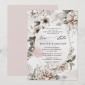 Silver blush nieuwe trouwdatum Uitnodiging (Voorkant / Achterkant)