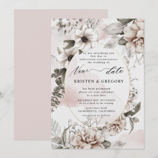 Silver blush nieuwe trouwdatum Uitnodiging (Voorkant / Achterkant)