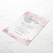 Silver Blush Over the Moon Baby shower Folie Uitnodiging (Gedraaid)